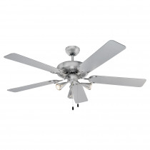 Proficare DVL 3078 Ventilador de Techo con Luz, Silencioso, 5 Aspas, Diámetro 132cm, 3 Velocidades, Función Verano Invierno, Iluminación LED, 3 Lámparas Direccionables, Fácil de Instalar, Acero Inox.