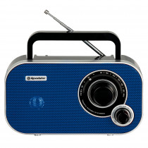 Roadstar TRA-2235BL Radio Portátil FM Analógica, Funciona a Red / Pilas, Toma de Auriculares, Transistor Pequeño y Ligero para Casa, Cocina, Altavoz 6.4W, Excelente Recepción, Azu