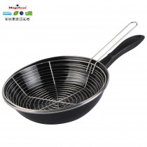 Magefesa Black - Sartén freidora con cestillo 26cm, inducción, antiadherente libre de PFOA, limpieza lavavajillas apta para todas las cocinas de gas, vitrocerámica y gas, Fabricada en España