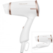 Proficare HTD 3009 - Secador de Pelo compacto para viaje, 2 niveles portencia / temperatura, mango plegable, boquilla concentradora, 1400W, blanco