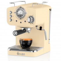 Swan SK22110CN Retro Cafetera Express para Espresso y Cappucino, 15 bares presión, Vaporizador, capacidad 1,20 litros, 1 o 2 tazas café molido , diseño vintage Crema, 1100W