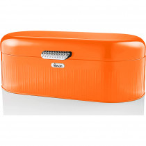 Swan Retro Bin SWKA1014ON Panera de Mesa para Guardar Pan, Contenedor de Metal para Almacenamiento Pan y Bollería, Bread Bin, Diseño Vintage, Naranja