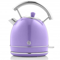 Swan SK14630PURN Hervidor de Agua Retro 1,8L , Tetera Eléctrica, Resistencia Oculta Acero Inoxidable, Inalámbrico sin Cable, Diseño Vintage, Morado, 3000W