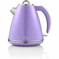 Swan SK19020PURN Hervidor de Agua Retro 1,5L , Resistencia Oculta Acero Inoxidable, Inalámbrico sin Cable, Diseño Vintage, Morado, 3000W