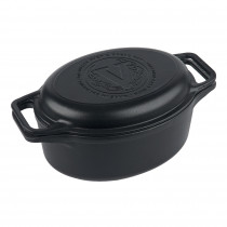 Victoria Horno Holandés Combo Olla y Sartén Inducción Hierro Fundido Curado Ovalado 31cm/ 5,7L, para Barbacoa, Horno, Vitrocerámica, Juego 2 Piezas Curadas para Crear Antiadherente Libre de Tóxicos sin PTFE