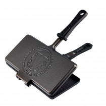 Victoria Sandwichera Hierro Fundido Curado 27x14 cm, Sartén para Sandwich Doble Cara, Tostadora Panini Maker, Cast Iron Curada para Crear Antiadherente Libre de Tóxicos sin PFOA