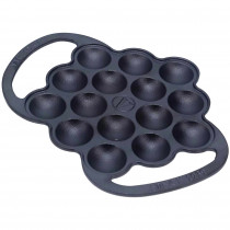 Victoria Provoletera Sartén de Hierro Fundido Esmaltado para Poffertjes y Mini Pancakes 15 Huecos, Molde Takoyaki y Appam, Antiadherente Natural sin PTFE ni PFOA, Apta Inducción, Horno y Barbacoa