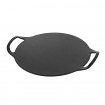 Victoria Plancha Cocina Inducción para Pizza Hierro Fundido Curado, Sartén 38cm con Asas, Fuego, Barbacoa, Horno, Vitrocerámica, Gas, Comal Curada para Antiadherente Libre de Tóxicos sin PTFE