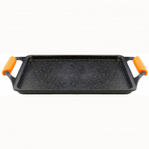 Wecook Ecochef Titanio Bandeja Asadora Plancha de Asar 43X25cm, asas de silicona, inducción, aluminio fundido, 5 Capas Antiadherente sin PFOA