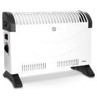 Briebe Radiador Convector Eléctrico Aire Caliente, Regulador de Temperatura, Termostato Para Bajo Consumo, Silencioso, Portátil, Asas de Transporte, 3 Niveles Potencia 750W, 1250W, 2000W, Blanco