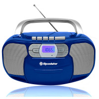 Roadstar RCR-4635UMP/BL Radio CD Portátil Cassette, Radio Digital PLL FM, Boombox Reproductor CD-MP3, USB, AUX-IN, Salida de Auriculares, Azul