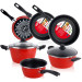 Magefesa GRANA - Bateria de cocina 5 piezas + Set Juego 3 Sartenes 18-20-24 cm, inducción, antiadherente libre de PFOA, limpieza lavavajillas apta para todas las cocinas, vitroceramica, gas