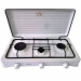 SMILE KN-03/1K - Cocina de Gas Portátil para camping, Hornillo Portátil, 3 quemadores ajustables, Tapa Desmontable blanco