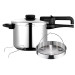 Fagor Dual Xpress Olla a Presión 6 Litros, Inducción, Express Super Rápida, Acero Inox. 18/10, Todo Tipo Cocinas, Fondo Termodifusor, Regulador de Presión, 5 Sistemas Seguridad, Incluye Cestillo