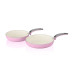 Swan Retro SWPS2010PN Set Juego 2 Sartenes 20 - 28cm Aluminio Prensado 3mm, Inducción, Antiadherente Cerámica Marfil libre PFOA y PTFE, Apta para todas las Cocinas, Diseño Vintage, Rosa