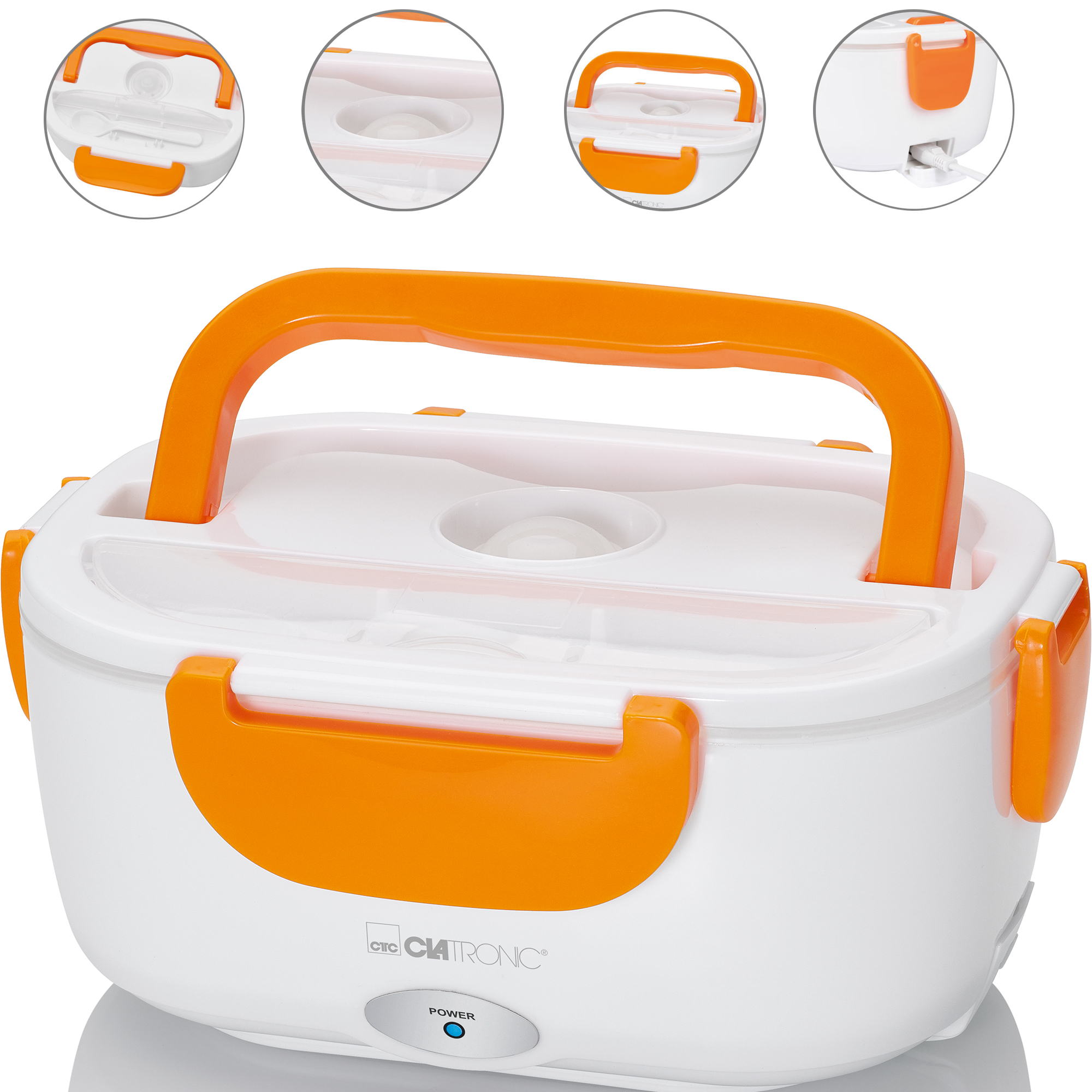Clatronic LB 3719 -  Fiambrera eléctrica para calentar la comida hasta 75ºC, 1,7 litros capacidad, 2 contenedores individuales, aptos para microondas y lavavajillas