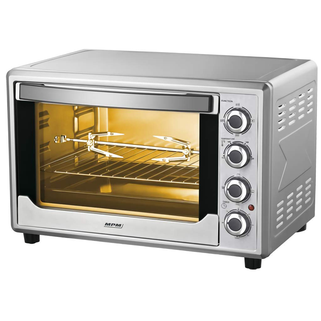 Horno Convección Sobremesa, 45 L, Acero Inox, Asador Giratorio Pollo,  Temporizador, Ajuste Temperatura, Adler, Negro, 2000, AD6010