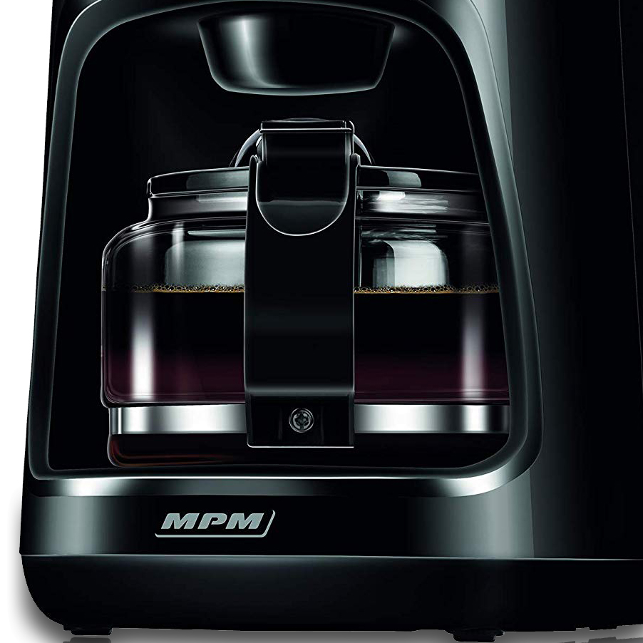 MPM MKW-02 Cafetera eléctrica de goteo automática , Bloqueo de goteo, máquina café de filtro capacidad 10 tazas, 1,25 litros, función de mantenedora calor, color negro acero inoxidable, 800 W