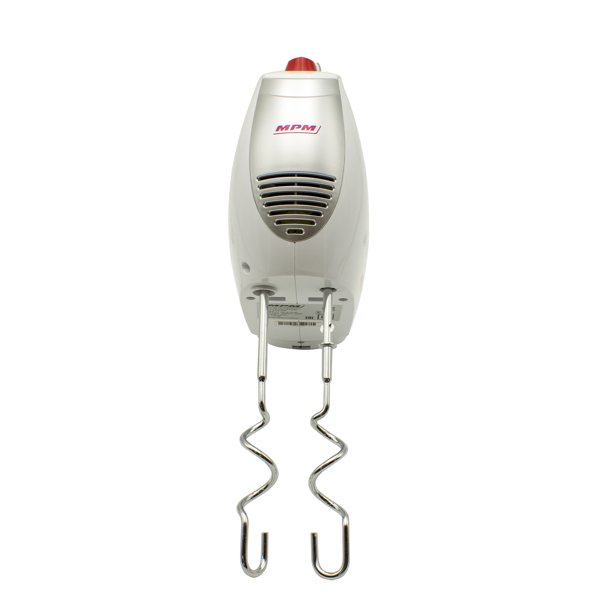 MPM MMR-11 Batidora Amasadora repostería de mano, 5 velocidades + turbo, varillas y gancho amasar acero inoxidable, 400W