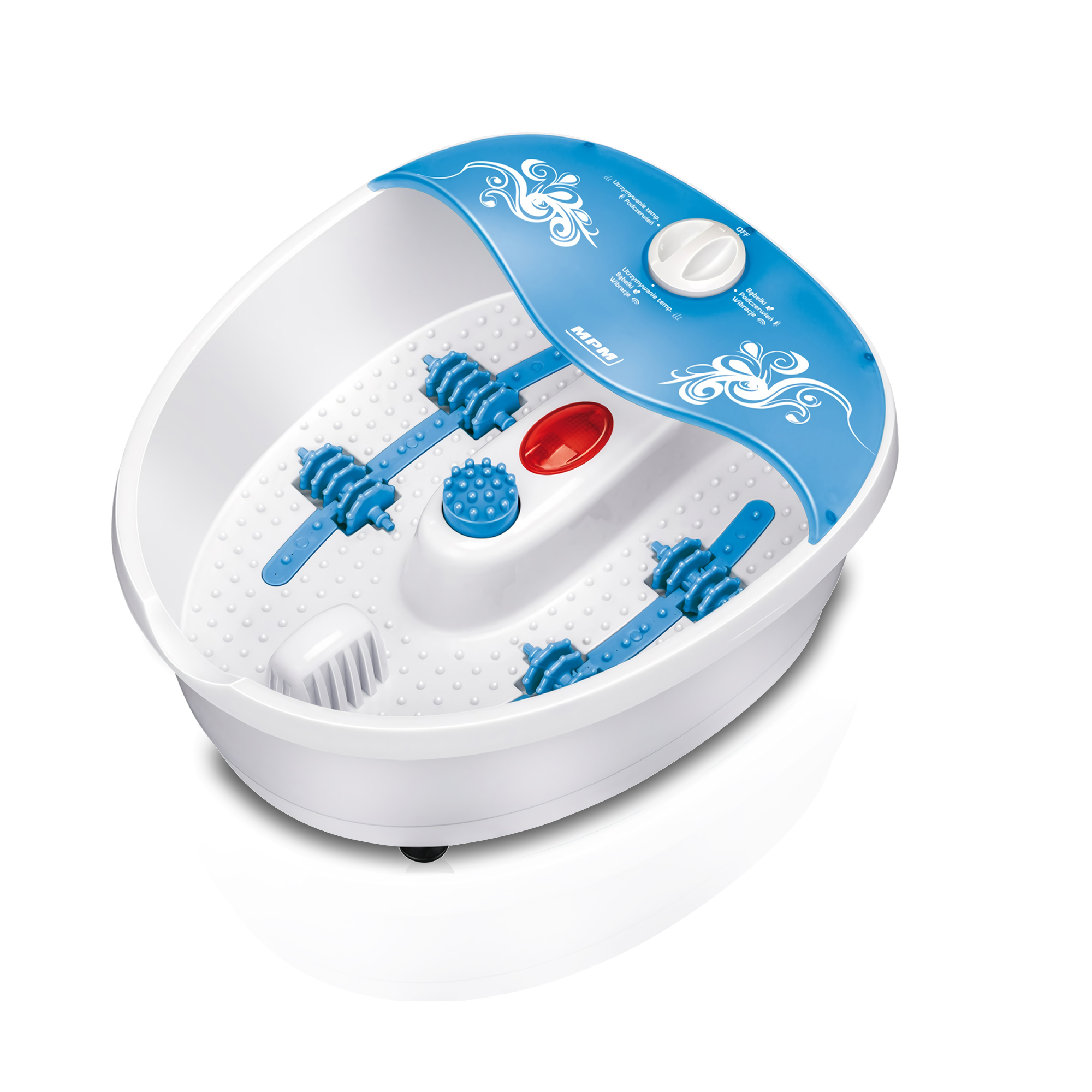 MPM MMS-01 Masajeador de Pies con Agua, masaje de Burbujas y por vibración, Control de Temperatura por infrarrojos, Cepillos intercambiables, 70W