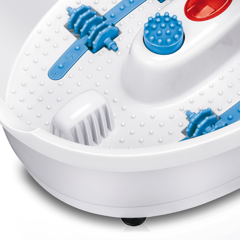 MPM MMS-01 Masajeador de Pies con Agua, masaje de Burbujas y por vibración, Control de Temperatura por infrarrojos, Cepillos intercambiables, 70W