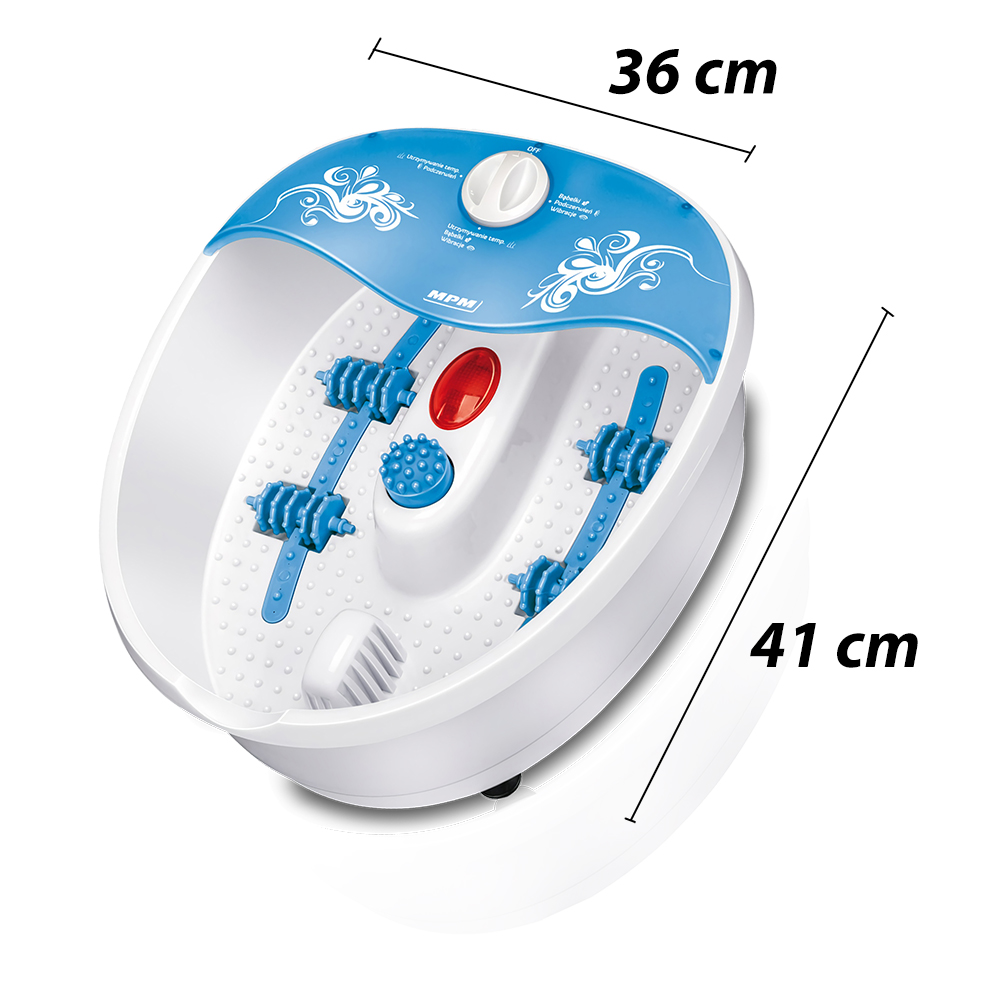 MPM MMS-01 Masajeador de Pies con Agua, masaje de Burbujas y por vibración, Control de Temperatura por infrarrojos, Cepillos intercambiables, 70W