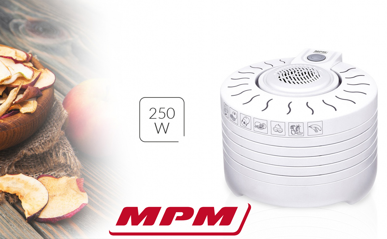 MPM MSG-01 Deshidratador de Alimentos Eléctrico, 5 Bandejas expansibles de 28 cm, frutas, setas y verduras, 250W