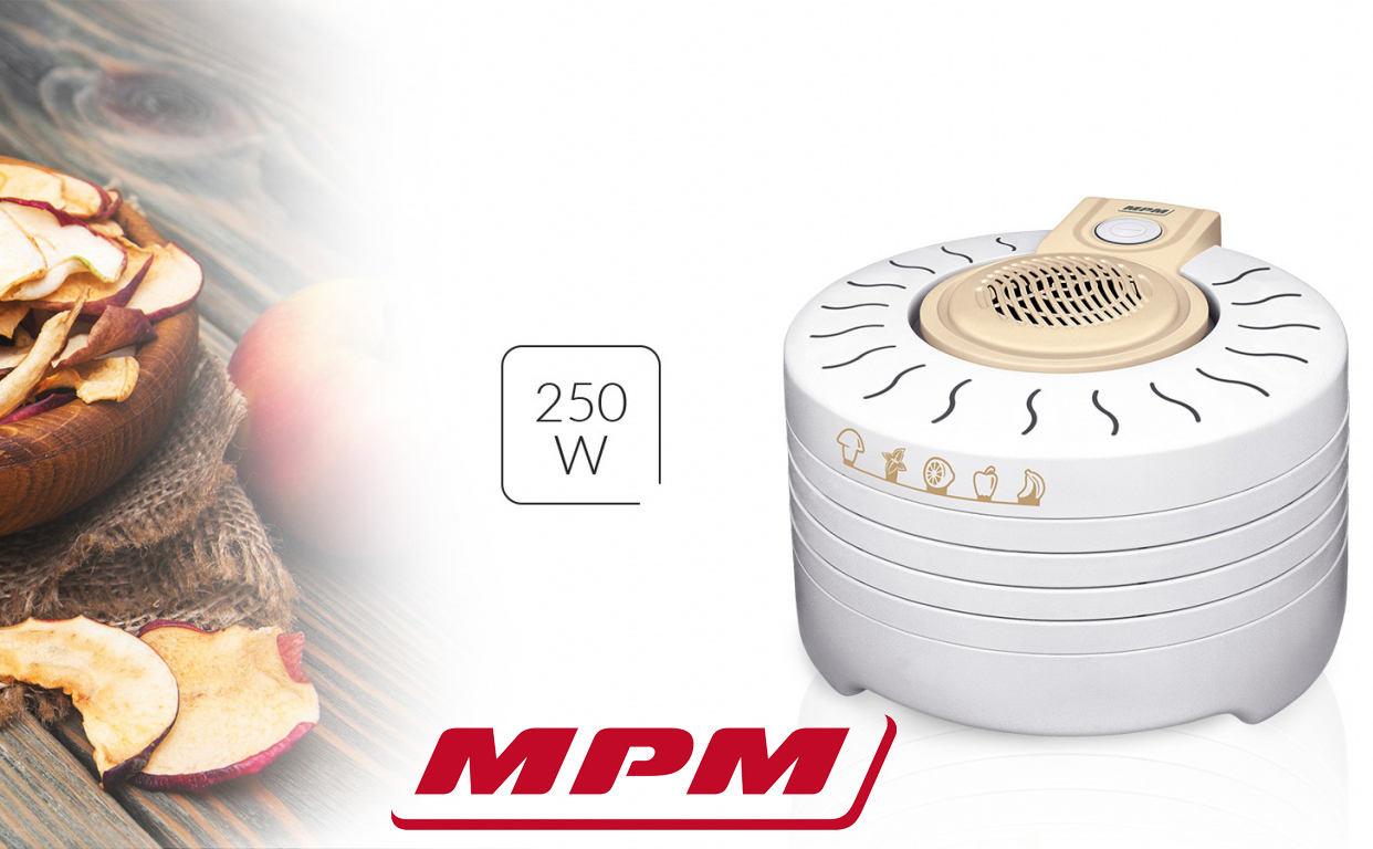 MPM MSG-03 Deshidratador de Alimentos Eléctrico, 5 Bandejas expansibles de 28 cm, frutas, setas y verduras, 250W