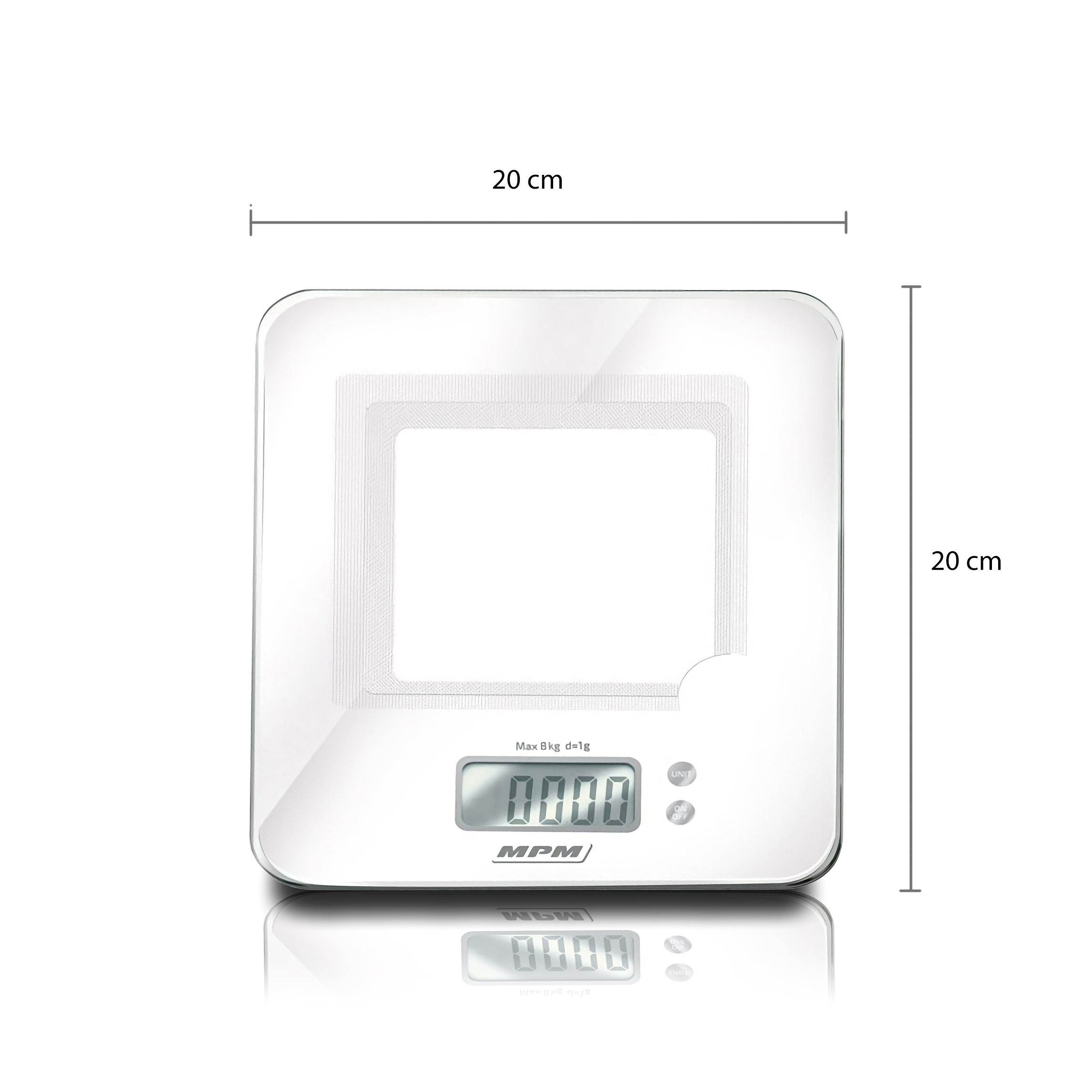 MPM MWK-02M Báscula de cocina digital de acero inoxidable, alta precisión pasos 1g pesa alimentos hasta 5Kg, display LCD, función tara, multifunción