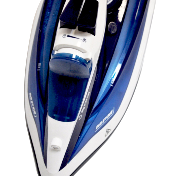 MPM MZE-21/N Plancha ropa vapor Suela cerámica, vapor Vertical, Golpe de Vapor, autolimpieza, antigoteo, 7 Funciones, depósito 400ml, 2800 W