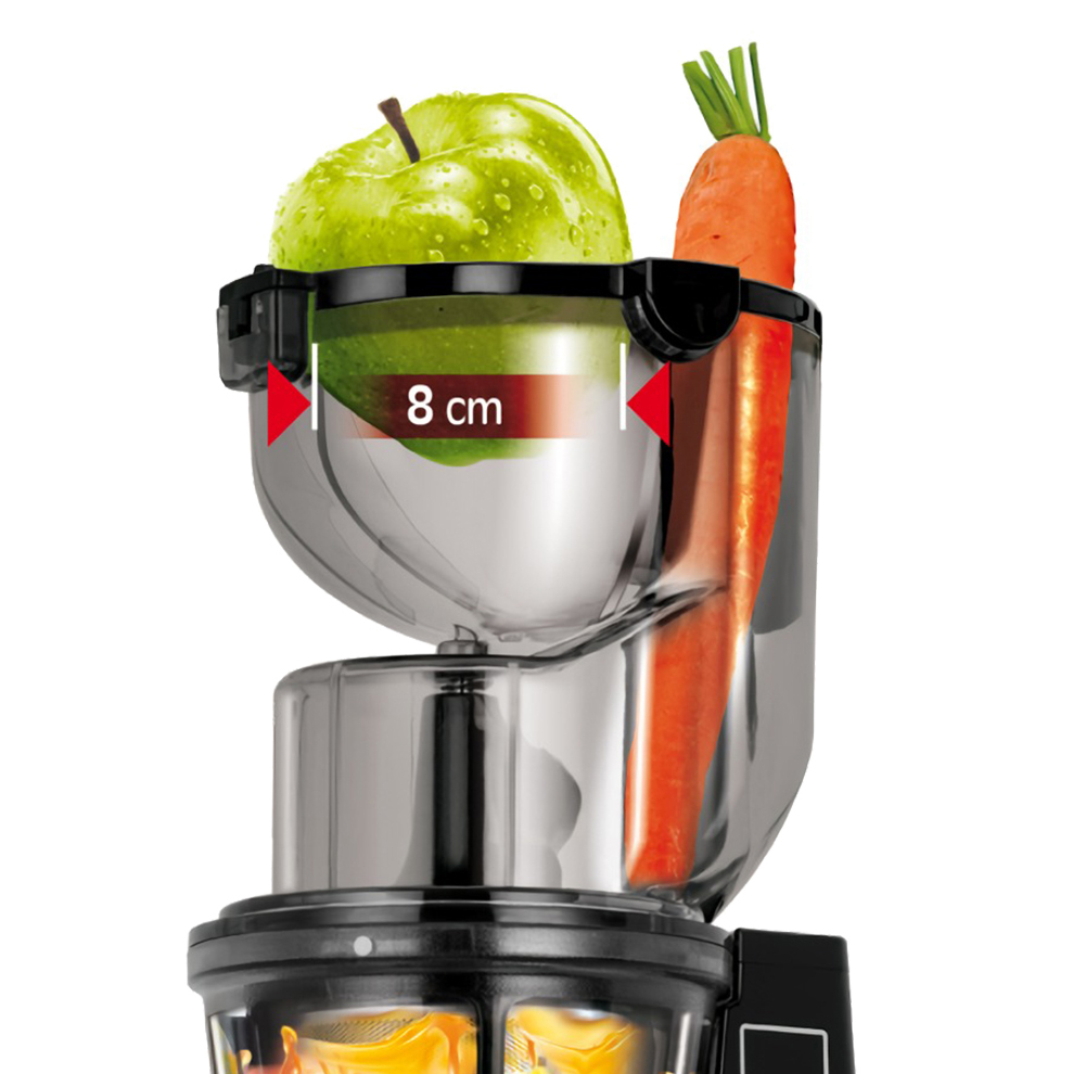 MPM MSO-16 Licuadora prensado en frío para verduras y frutas, baja velocidad 60RPM, Slow Juicer, 2 tamaños de malla función inversa, 200W
