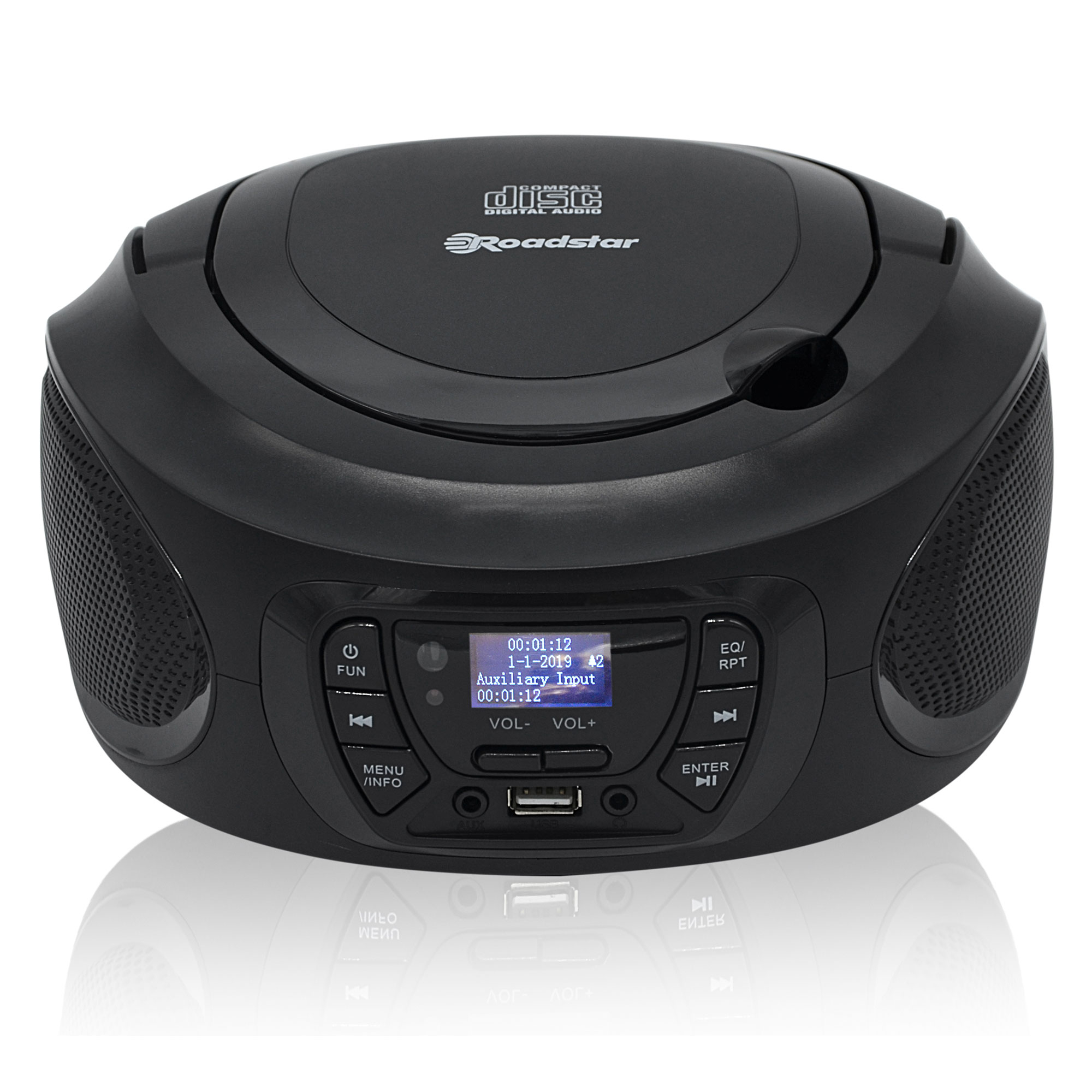 Roadstar Radio Portátil CDR-375D+/BK Radio CD Player Portátil DAB / DAB+ / FM, Boombox Reproductor CD-MP3, CD-R, CD-RW, Puerto USB, Stereo, Mando a distancia, AUX-IN, Salida de Auriculares, Negro   