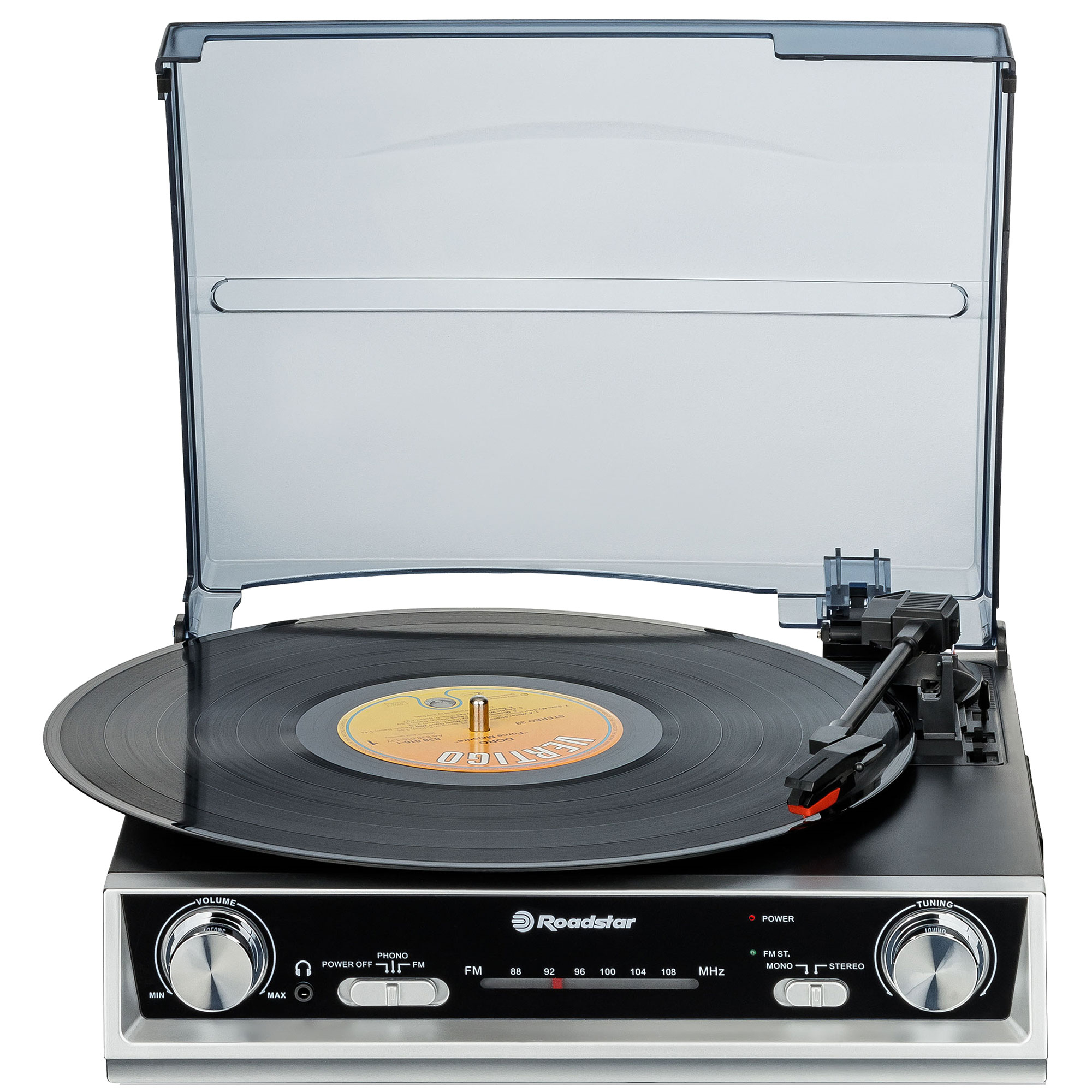 Tocadiscos de Vinilo 33/45/78 rpm, Radio FM, Altavoces Integrados, Salida  RCA