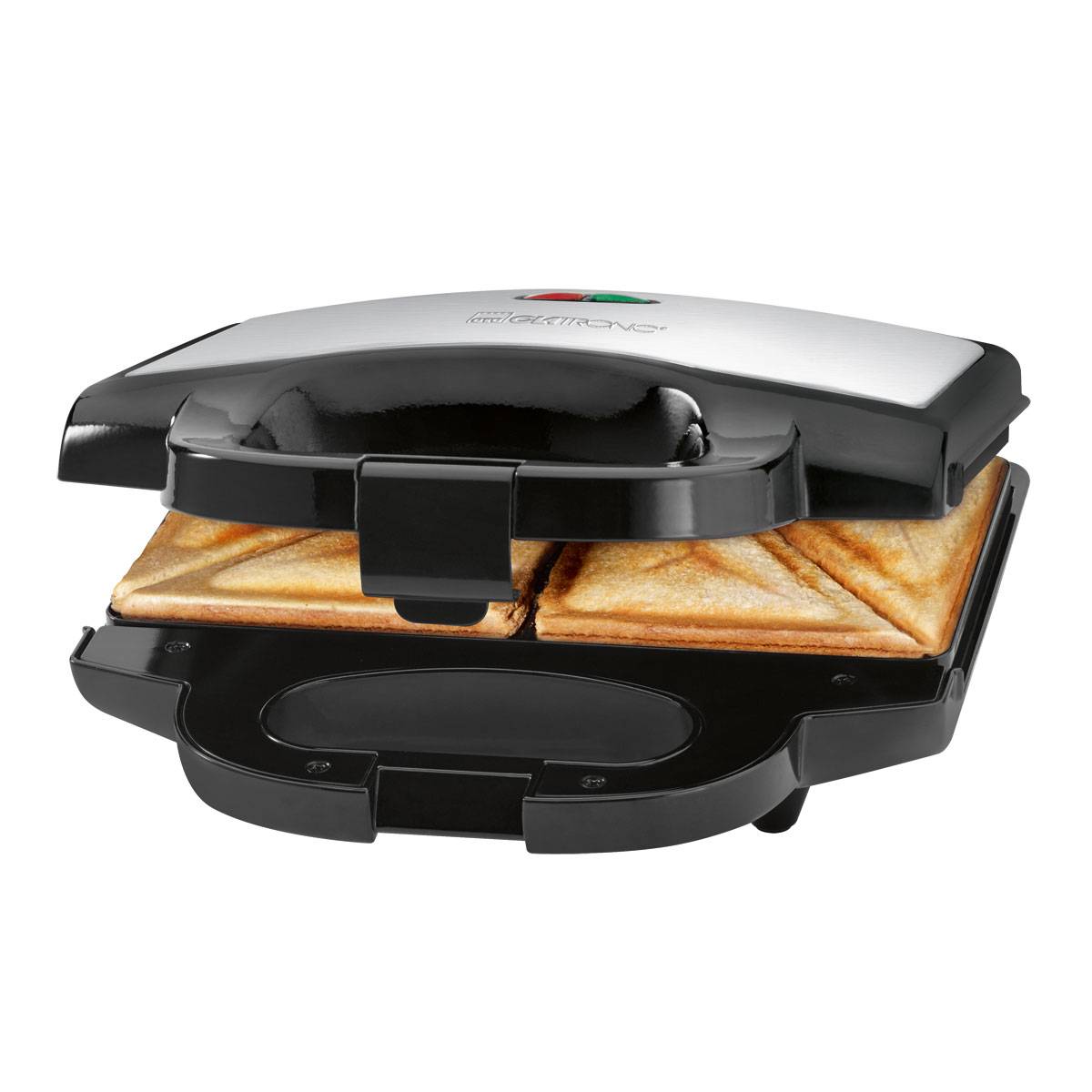 Clatronic ST 3628 - Sandwichera para 2 sandwiches, antiadherente, acero inoxidable, 750 W