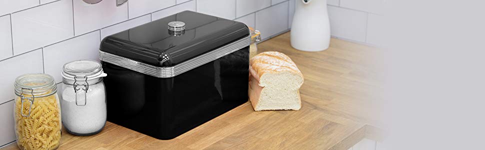 Swan Retro SWKA1010GRN Panera de Mesa para Guardar Pan, Capacidad 18  Litros, Contenedor de Metal para Almacenamiento Pan y Bollería, Bread Bin,  Diseño Vintage, Gris