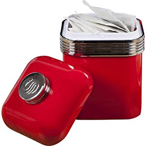 Swan SWKA1020RN Set 3 Botes metálicos de almacenamiento 1 litro, especias, té ,café, vintage diseño retro Rojo