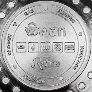 A+ Swan SWPS2010PN Retro Set Juego 2 Sartenes 20-28cm Aluminio prensado 3mm, inducción, Antiadherente cerámica marfil libre PFOA y PTFE